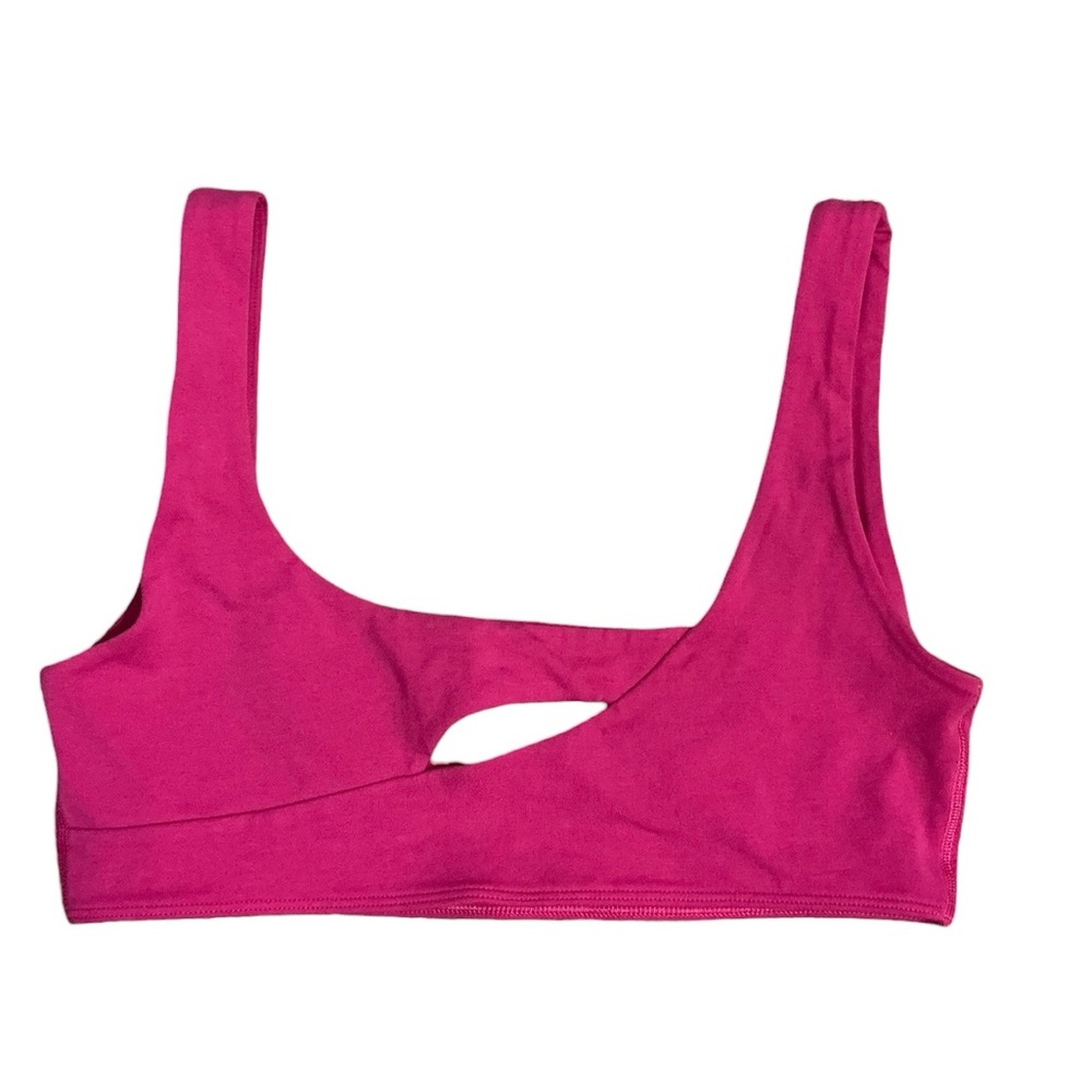 ANTHROPOLOGIE The LyreBird CottonCloud Asymmetric Cutout Bralette M Hot Pink NWT - Picture 2 of 10